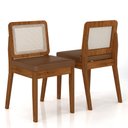 Ver imagem 5 de Mesa Redonda C/vidro 4 Cadeiras Sextavada Cali Fre/off/cor.carame - Ma Freijó/off Pre/corino