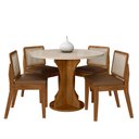 Ver imagem 2 de Mesa Redonda C/vidro 4 Cadeiras Sextavada Cali Fre/off/cor.carame - Ma Freijó/off Pre/corino