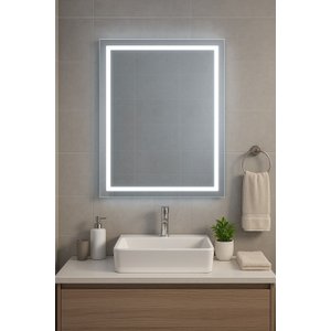 Espelho Decorativo de Luxo 80x100cm | Iluminado Led Frio 6000k | Touch Screen | Jateado | Ideal para