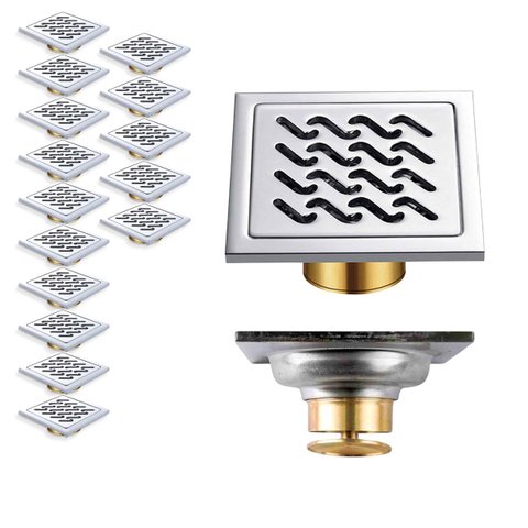 Ralo Inox 10x10 Kit 15 Uni Banheiro Anti Odor Cozinha Quintal Jardim Varanda Resistente Seguro Higie
