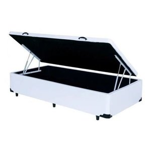 Cama Box Bau Solteirão Premium ( Blindada ) Super Reforçada - Corino - Branco