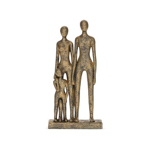 Escultura Decorativa Família em Poliresina Dourado 30cm 20505 Mart