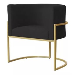 Kit 2 Poltrona Luxo Base Metal para Sala Jantar Salão Sala Estar-recepção -clínica Consultório Preto - 2