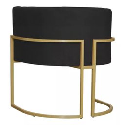 Kit 2 Poltrona Luxo Base Metal para Sala Jantar Salão Sala Estar-recepção -clínica Consultório Preto - 3