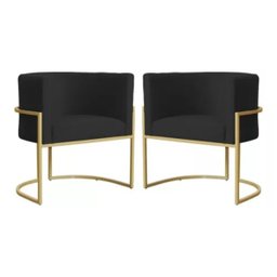 Kit 2 Poltrona Luxo Base Metal para Sala Jantar Salão Sala Estar-recepção -clínica Consultório Preto - 1