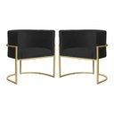 Ver imagem 1 de Kit 2 Poltrona Luxo Base Metal para Sala Jantar Salão Sala Estar-recepção -clínica Consultório Preto