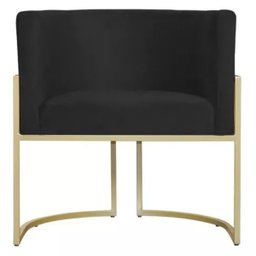Kit 2 Poltrona Luxo Base Metal para Sala Jantar Salão Sala Estar-recepção -clínica Consultório Preto - 5