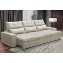 Ver imagem 2 de Sofá Retrátil Reclinável para Sala 3 Lugares 230cm Aires F04 Veludo Bege - Lyam Decor