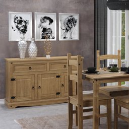 Balcão Buffet de Madeira Maciça com 3 Portas e 2 Gavetas Marrom Antique - 10