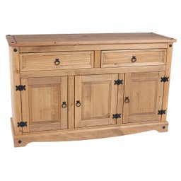 Balcão Buffet de Madeira Maciça com 3 Portas e 2 Gavetas Marrom Antique - 4