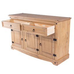 Balcão Buffet de Madeira Maciça com 3 Portas e 2 Gavetas Marrom Antique - 6