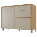 Ver imagem 2 de Balcão Gabinete de Cozinha 1,20m 1 Porta 3 Gavetas 100% Mdf Cléo Madeirado/off White Nesher Madeir