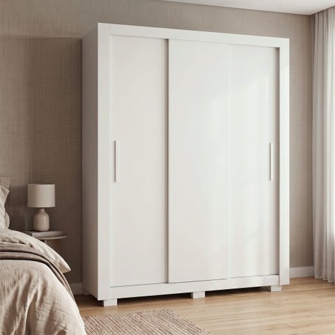 Guarda-Roupa Solteiro 3 Portas, 2 Gavetas e Pés Apollo Branco