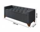 Ver mais imagens de Recamier Baú Decorativo California 1,50m Sofá Premium para Cama Casal Estilo Estofado Cor Cinza