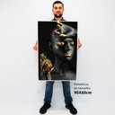 Ver imagem 2 de Quadro Decorativo Caixa Mulher Preto e Dourado Tacolado Moldura Caixa 3cm Madeira com Vidro 60 X 90c