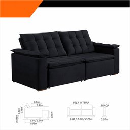 Sofá Douro 2 Lugares 180cm Veludo Paris Talento Móveis - 4