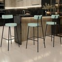 Ver imagem 2 de Kit 02 Banquetas Alta Bar Cozinha Sala de Jantar Aço Milão L02 Linho Verde Menta - Lyam Decor