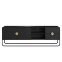 Ver imagem 2 de Rack Orgânico Luna Artesano 180 Cm (larg) em Mdp Nero Duas Gavetas Base Metal Preto
