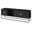 Ver imagem 1 de Rack Orgânico Luna Artesano 180 Cm (larg) em Mdp Nero Duas Gavetas Base Metal Preto