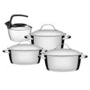 Ver imagem 1 de Jogo de Panelas 4 Peças Inox Fundo Triplo Allegra Tramontina