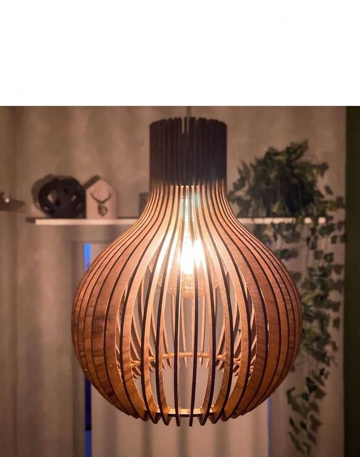 Pendente rústico de madeira filetado modelo Cajá Wood Iluminação 40 cm - 2