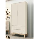Ver imagem 3 de Guarda Roupa Infantil Classic 2 Portas Areia Fosco com Pés Madeira Natural - Reller Móveis