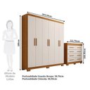 Ver imagem 3 de Conjunto Quarto Casal Guarda-Roupa 6 Portas Cômoda 8 Gavetas Papoulas Espresso Móveis Bege/Cinamomo/Off White
