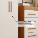 Ver imagem 4 de Conjunto Quarto Casal Guarda-Roupa 6 Portas Cômoda 8 Gavetas Papoulas Espresso Móveis Bege/Cinamomo/Off White