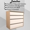 Comoda 4 Gavetas para Quarto Co19 Noce Branco Novam - 3