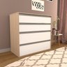 Comoda 4 Gavetas para Quarto Co19 Noce Branco Novam - 5