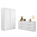 Ver imagem 2 de Kit Guarda-roupa Infantil Max 2 Portas de Correr + Cômoda Branco Madesa Branco