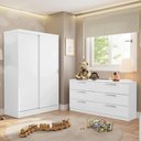 Ver imagem 1 de Kit Guarda-roupa Infantil Max 2 Portas de Correr + Cômoda Branco Madesa Branco