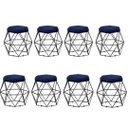 Ver imagem 1 de Kit 8 Puffs Vanessa Decorativos Aramado Preto- Azul Marinho