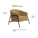 Ver imagem 3 de Poltrona Decorativa Maitê Base Aço Preto Bouclé Camel - Nexta Casa