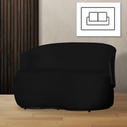 Poltrona Namoradeira Orgânica Beatriz 2 Lugares Tecido Suede Composê em Corino Preto - Estopar Namor - 2