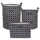Ver imagem 1 de Kit 3 Cestos Multiuso Tecido 43l, 25l e 23l Preto Listado
