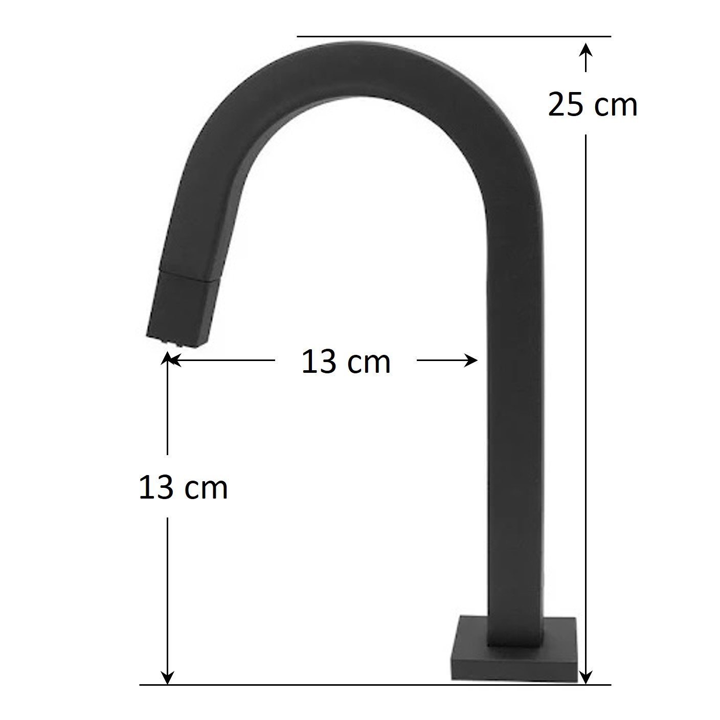 Torneira Banheiro Slim Tube Quadrada Baixa Preta - 7