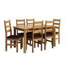 Ver imagem 3 de Conjunto Sala de Jantar Mesa 140cm e 6 Cadeiras Estofadas 100% Madeira Maciça Serena Nogueira/Ambar