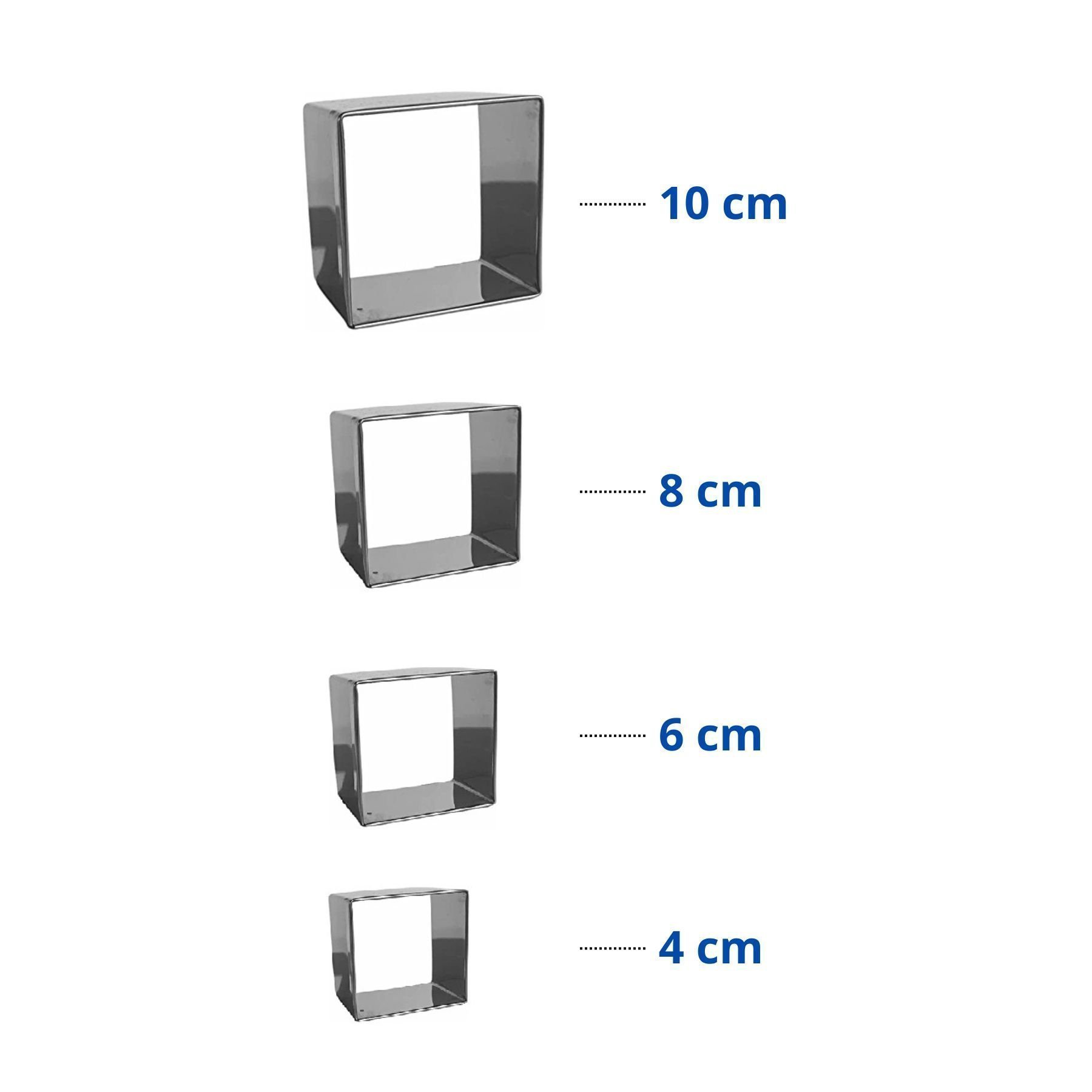 Aro Cortador Quadrado Para Bolo Inox Jogo De Aro C/6 Grande 10cm