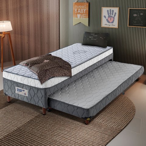 Cama Box Solteiro com Cama Auxiliar 100% Poliéster 88x57cm Vitta América Colchões