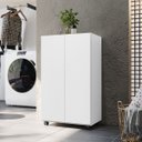 Ver imagem 1 de Balcão Multiuso Carol 2 Portas com Rodízios Armário Organizador Cozinha Lavanderia Cor:Branco