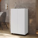 Ver imagem 2 de Balcão Multiuso Carol 2 Portas com Rodízios Armário Organizador Cozinha Lavanderia Cor:Branco