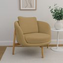Ver imagem 2 de Poltrona Decorativa Austin Base Madeira Bouclé Camel - Nexta Casa