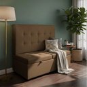 Ver imagem 1 de Canto Alemão Recamier Bau + Painel Madri 120cm Suede Marrom - Inova Decor