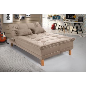 Sofá Cama Berlim Pés de Madeira Retrátil 3 Lugares Império Chocolate 377