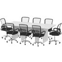 Ver imagem 3 de Mesa de Reunião Retangular 8 Lugares Moderno MDP 220cm Branco Tecnomobili