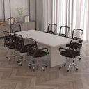 Ver imagem 5 de Mesa de Reunião Retangular 8 Lugares Moderno MDP 220cm Branco Tecnomobili