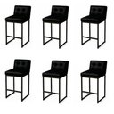 Ver imagem 2 de Banqueta Cozinha Alta com Encosto Kit 6 Lirina Industrial Preto Sintético Pu C05 - D’Rossi