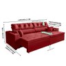 Sofá 3 Lugares Smart Vermelho Retrátil, Reclinável 2,12 Metros Tecnologia Carregamento 3 portas USB - 5