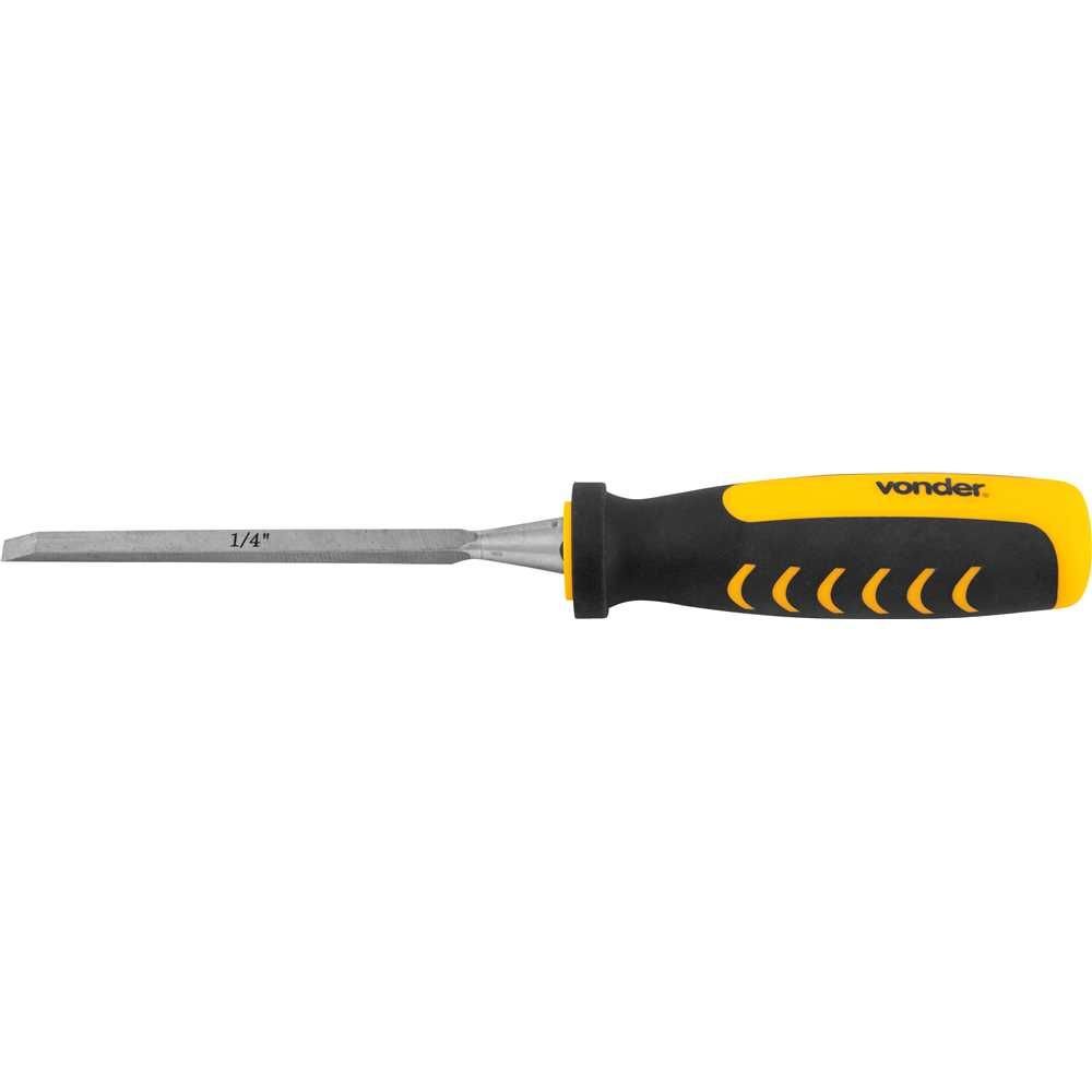 Formão Chanfrado 1/4" Aço Carbono Cabo Emborrachado - Vonder